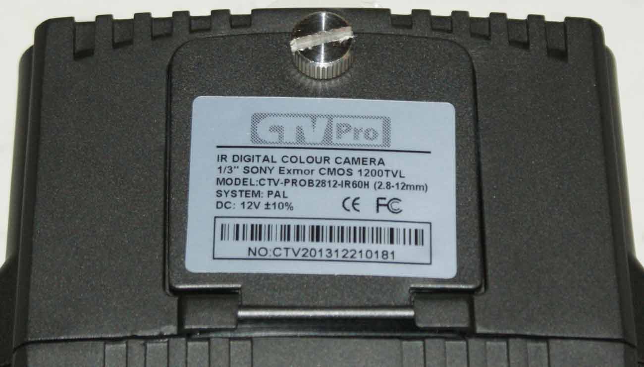 CTV-PROB2812-IR60H этикетка на камере наблюдения