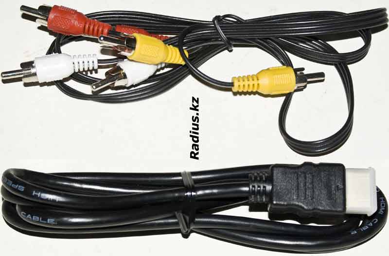 HDMI кабель и AV кабель с разъемами RCA, тюльпанами