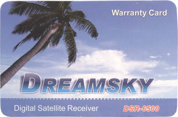 гарантийная карта Dreamsky DSR-6500