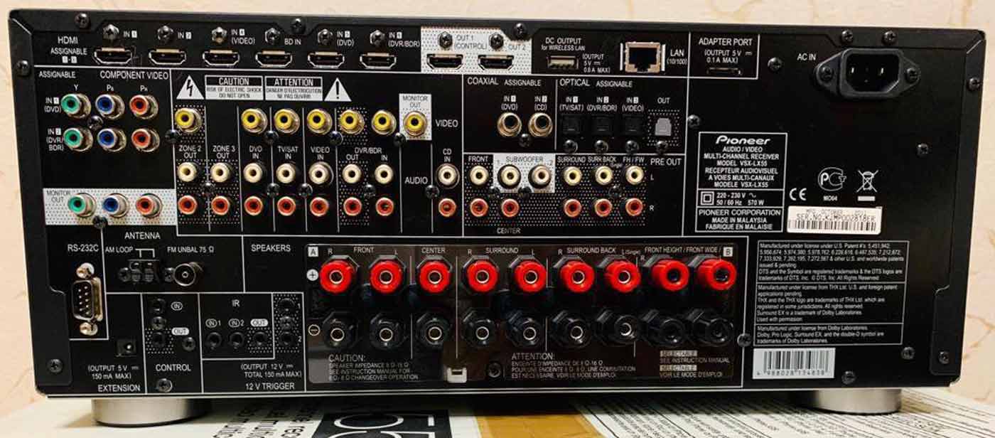 Pioneer VSX-LX55 установка и настройка AV-ресивера, разъемы