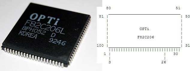 F82C206 Chip прямоугольный